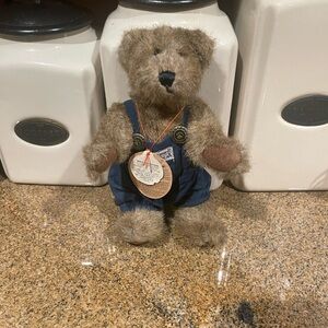 Vintage Teddy Bear with Blue Overalls